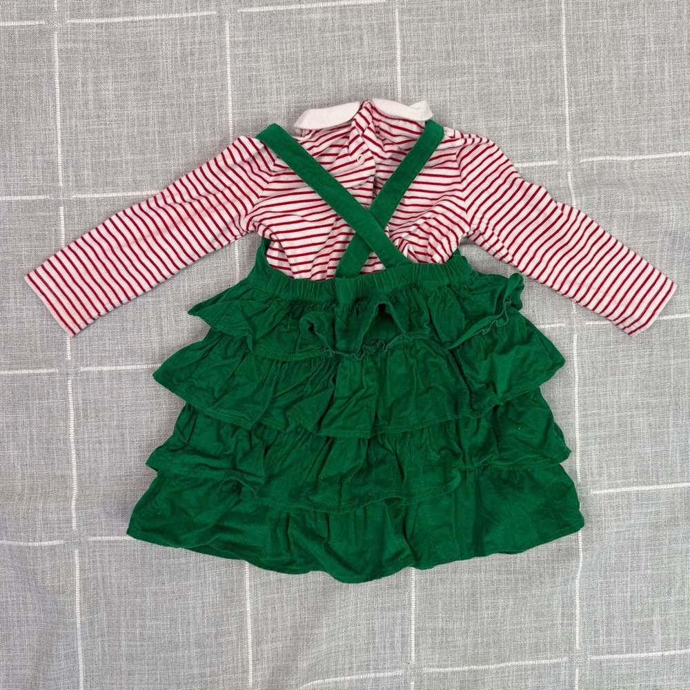 Baby Boden Christmas Tree Pinnie 12-18 Months Pom Poms - Picture 2 of 10
